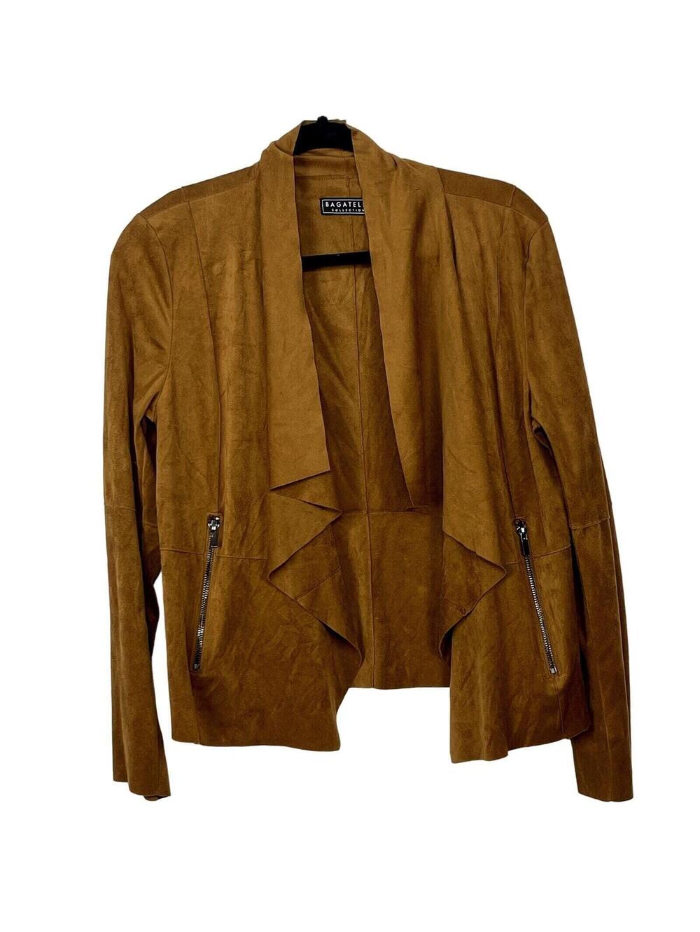 Women's Bagatelle Drape Front Faux Suede Jacket Sienna Brown